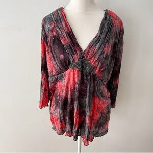 Cato Women Tie Dye Sequin Babydoll Crinkle Top XL Whimsigoth Fairy Grunge Casual